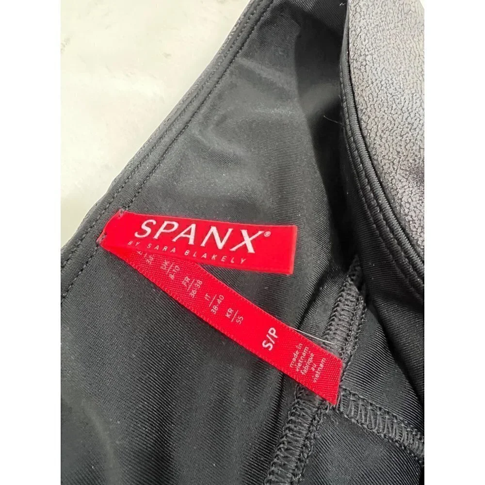 SPANX Size S Faux Leather Leggings Coated Black